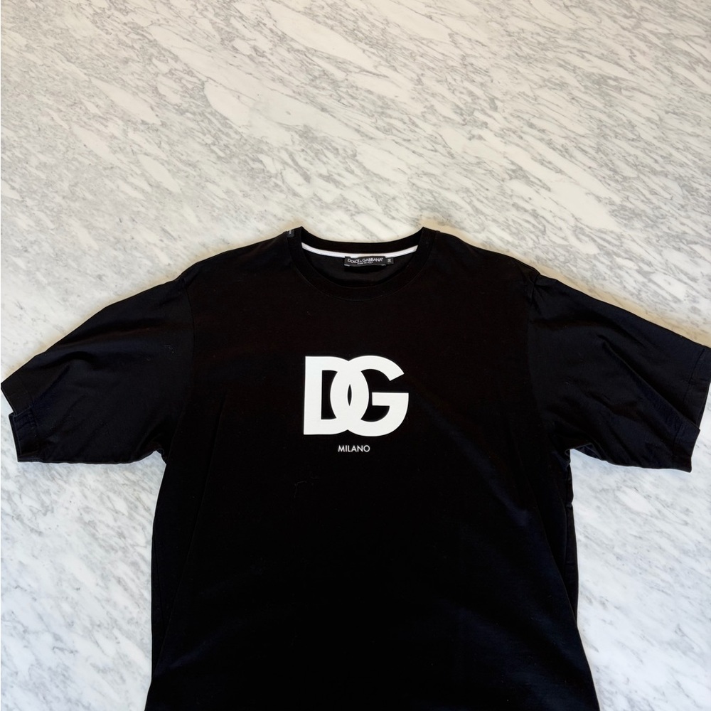 Dolce & Gabbana Black Tee with White DG Logo.  Authentic t-shirt